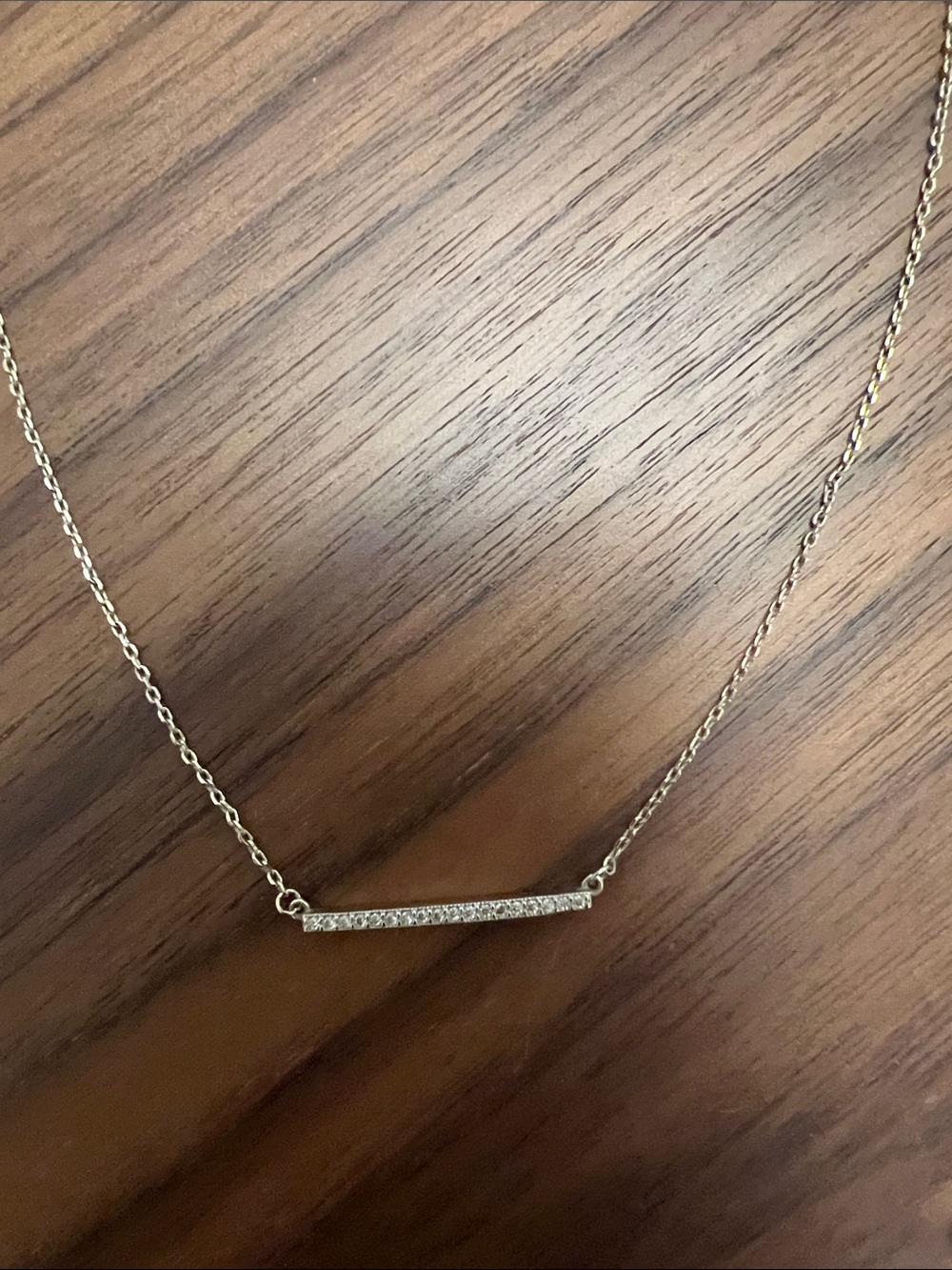 Anthropologie Gold Bar Necklace with Clear Stones